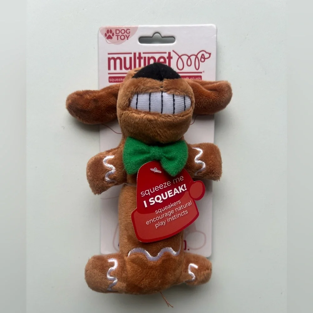 Multipet Brown Dog Toy with Green Bow